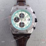 Swiss 3126 Audemars Piguet Clone Watch Blue Inner Bezel Brown Leather Band Watch